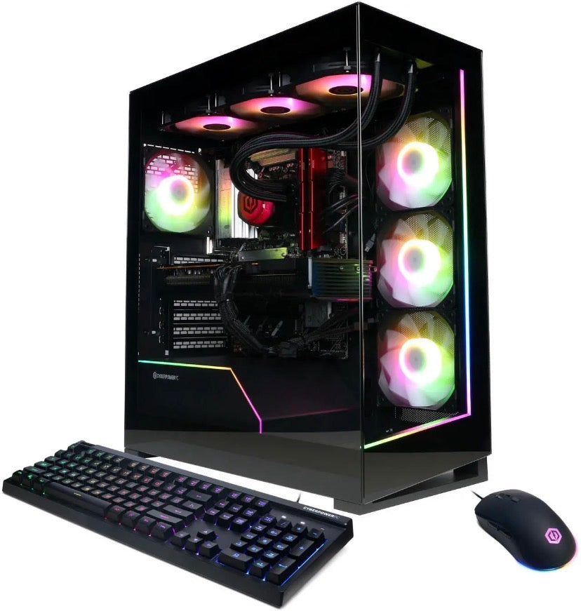 CyberpowerPC Gaming Desktop PC GM70929 AMD Ryzen 7 9800X3D 32GB DDR5 2TB NVMe SSD AMD Radeon RX 9070 XT Windows 11 Home 64-bit