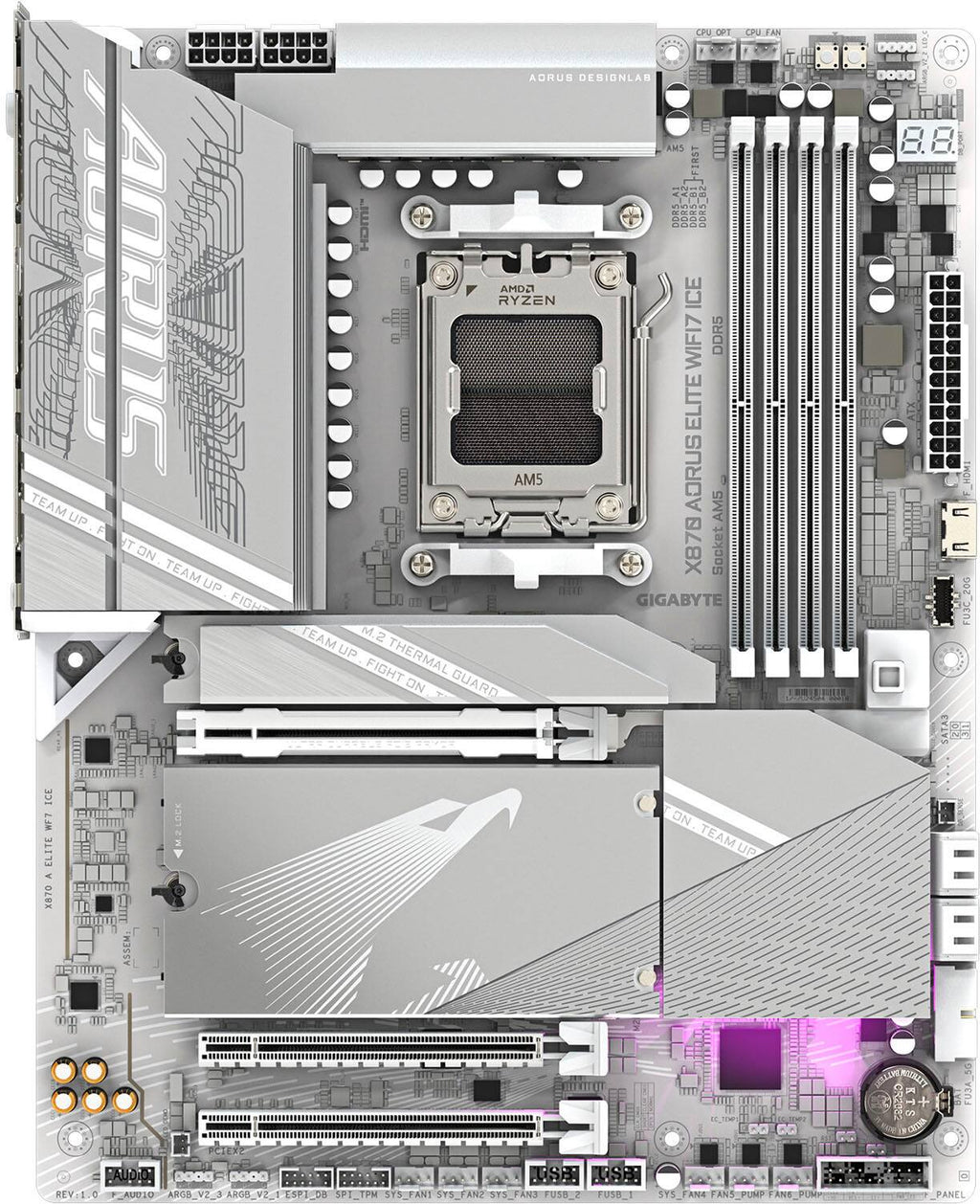 GIGABYTE - X870 AORUS ELITE WIFI7 ICE & AMD - Ryzen 9 9950X3D 16-Core - 32-Thread 4.3 GHz