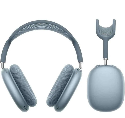 Bazaar Of USA AirPods Max mavi kablosuz kulaklıklar, detaylı görünüm ve yumuşak kulak yastıklarıyla gösteriliyor.