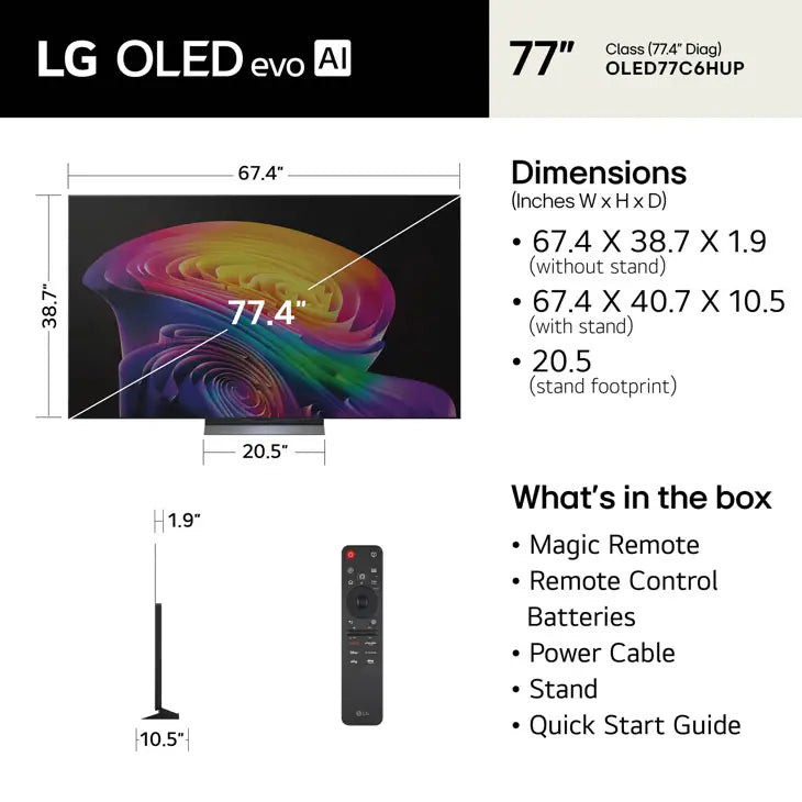 LG 77" Class C6H Series OLED evo AI 4K Smart webOS TV with Hyper Radiant Color Tech (2026).