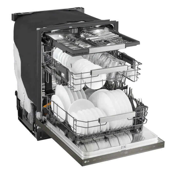 LG 60cm Akıllı FlushFit™ Üst Kontrollü Bulaşık Makinesi (1-Saat Yıkama & Kurutma | QuadWash® Pro | TrueSteam® | Dynamic Heat Dry™ w/AutoVent Dry™)